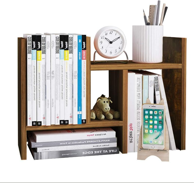 Photo 3 of Jerry & Maggie - Desktop Organizer Office Storage Rack Adjustable Wood Display Shelf - Free Style Double H Display - True Natural Stand Shelf - Natural Wood Tone
