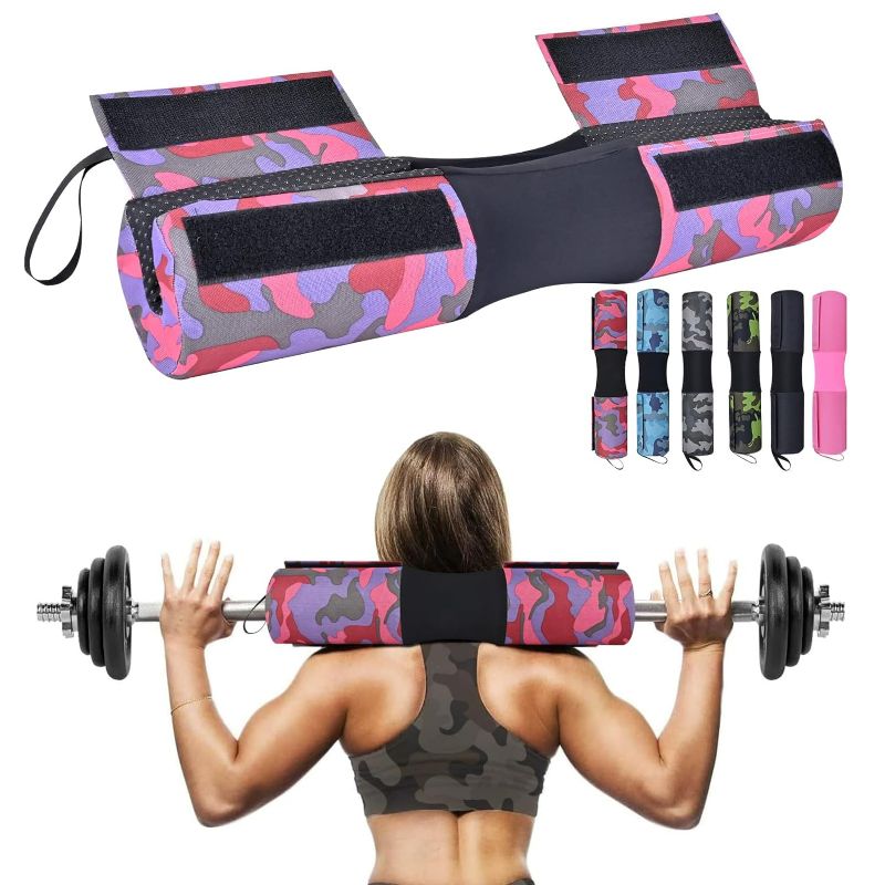 Photo 1 of Barbell Pad for Hip Thrust with Fastening Cloth and Carry Bag, Squat Bar Pad with Closure, Neck & Shoulder Squat Cushion Bar Padding for Hip Thrusts - Fits All Standard and Olympic Bars (Camouflage purple)