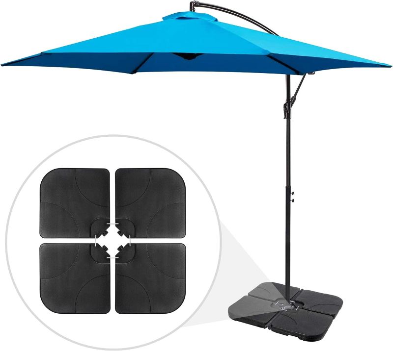 Photo 2 of SUPER DEAL 4-Piece Heavy Duty Cantilever Offset Patio Umbrella Base, 181lb Capacity Water Sand/Filled Square Umbrella Stand with Easy-to-Fill Spouts for Garden, Backyard and Poolside Black
