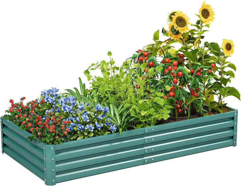 Photo 1 of Flamaker 71x36x12in Galvanized Raised Garden Bed Elevated Outdoor Metal Planter Beds Deep Root Raised Planter Boxes with Support Bar for Planting Flowers, Herbs, Fruits

