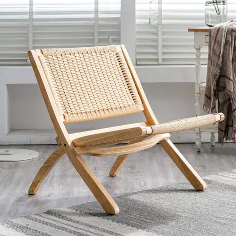 Photo 1 of LUE BONA® Grasse Foldable Accent Chair - Wide Mid-Century Folding Wood Accent Chair

