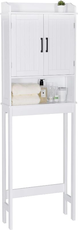 Photo 1 of VEIKOUS Over The Toilet Storage Organizer and Small Freestanding Cabinet W/Adjustable Shelf & Storage Rack, Bathroom Space Saver, White
