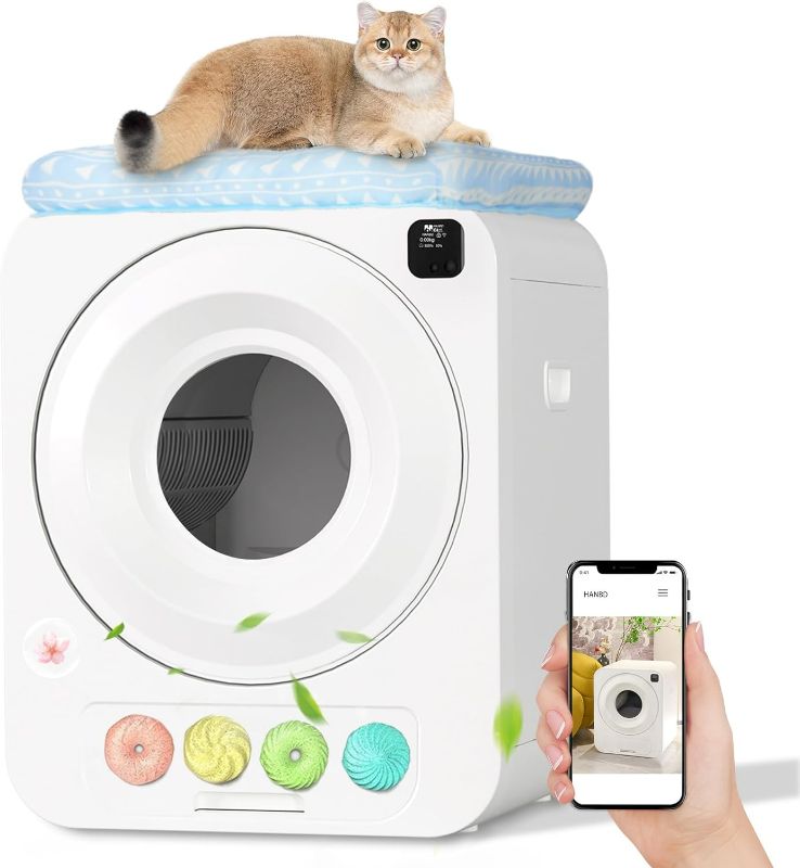Photo 1 of Bebeblue Self Cleaning Cat Litter Box, Automatic Cat Litter Box, No Scooping Odor Removal Health Monitoring Quiet Extra Large Space for Cats Free Cat Bed
