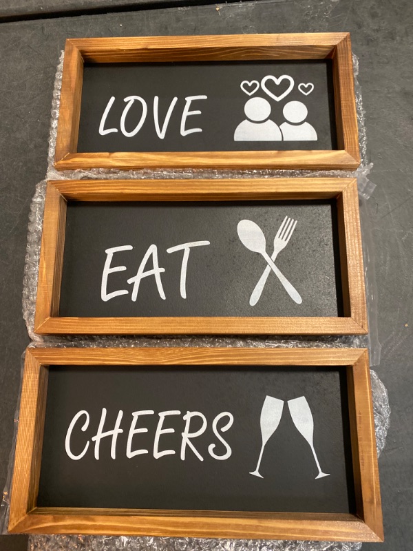Photo 1 of Kitchen Wall Decor Art, Set of 3- Eat Drink and Love Wood Plaque, Dinning Room Wood Wall Art Farmhouse Decor, Gifts for Home

