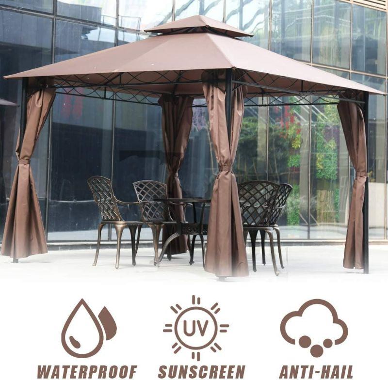 Photo 2 of Gazebo Canopy Tent 10' X 10' BBQ Outdoor Patio Grill Gazebo for Patios Large Garden Top Gazebo with Sidewall Party Tent
