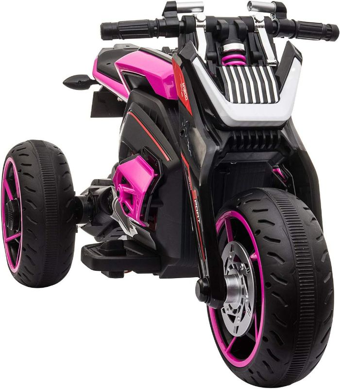 Photo 1 of Tobbi 12V Kids Ride On Motorcycle Toys 3 Wheels Electric Trike Motorcycle for Boys and Girls in Rose Red
