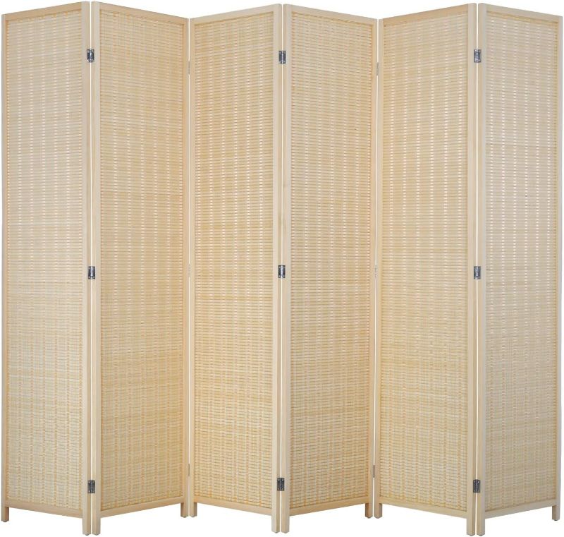Photo 1 of JAXSUNNY -  Room Divider Bamboo Room Divider Wall Folding Privacy Wall Divider Wood Screen for Home Bedroom Living Room (6 Panel, Natural)
