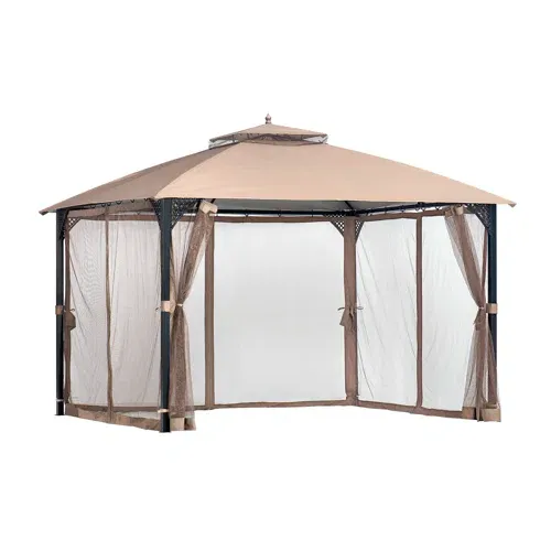 Photo 1 of 10 Ft. W x 12 Ft. D Metal Patio Gazebo with Sidewall Curtains
