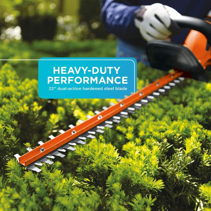 Photo 2 of BLACK+DECKER 20V MAX Cordless Hedge Trimmer, 22-Inch, Tool Only (LHT2220B)
