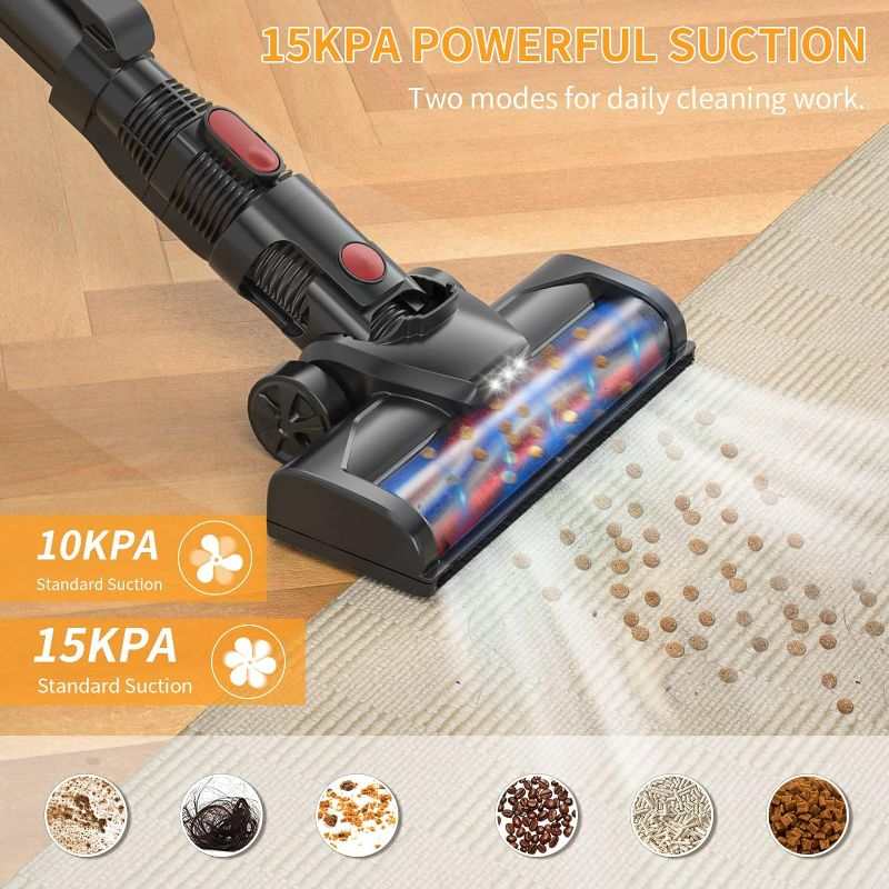 Photo 3 of TMA Cordless Stick Vacuum Cleaner,6-in-1 Lightweight with Detachable Battery,Powerful Suction Wireless Handheld with 1.3L Dust Cup,4 HEPA Filter&LED Brush for Hard Floor Pet Hair T121
