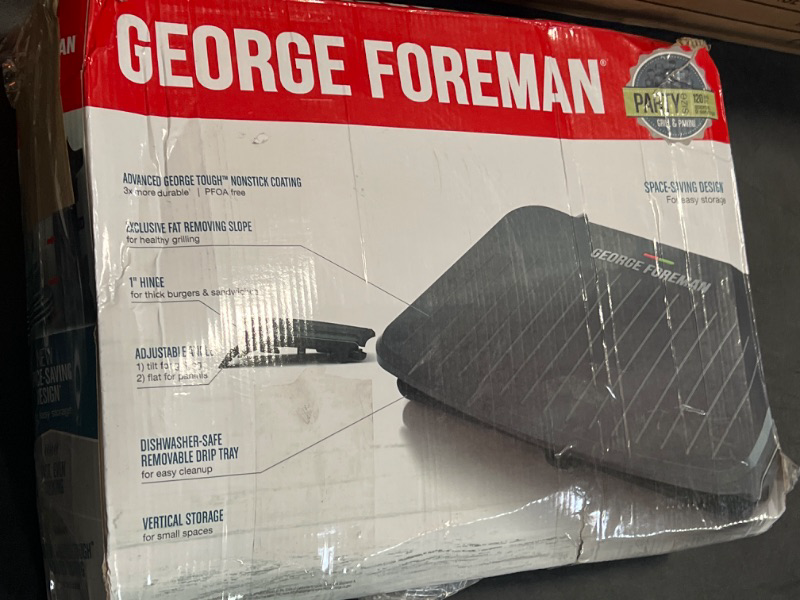 Photo 2 of George Foreman 5-Serving Classic Plate Electric Indoor Grill and Panini Press, Space Saving Design, Black

