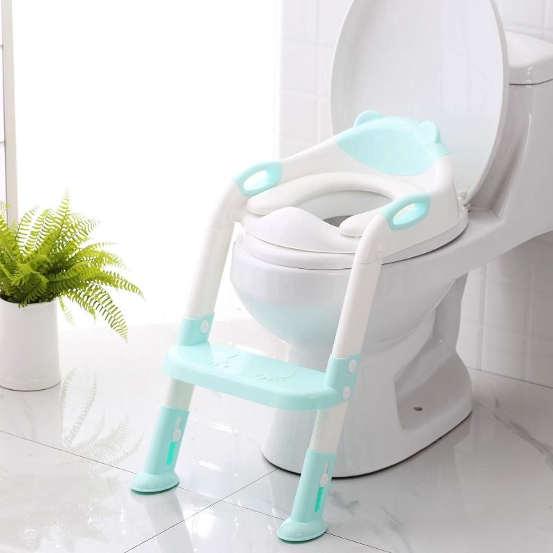 Photo 1 of Toilet Potty Training Seat with Step Stool Ladder,SKYROKU Potty Training Toilet for Kids Boys Girls Toddlers-Comfortable Safe Potty Seat with Anti-Sli (Blue)
