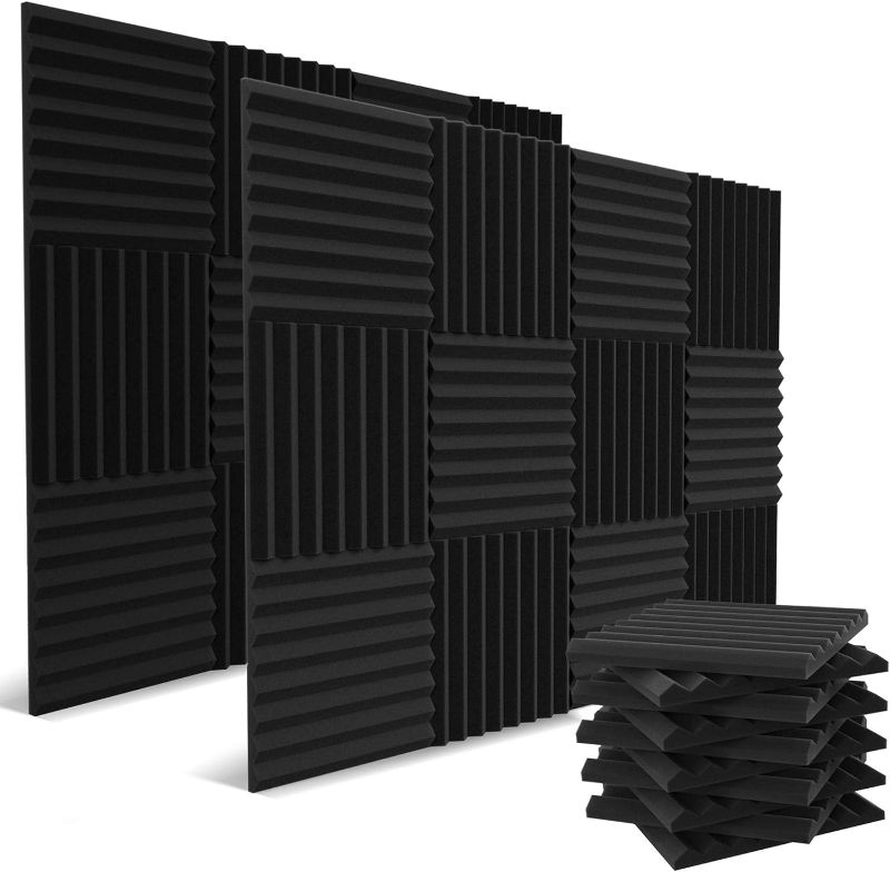 Photo 1 of  Pack Acoustic Panels 1 X 12 X 12 Inches - Acoustic Foam - High Density- Soundproof Studio Wedges - Charcoal