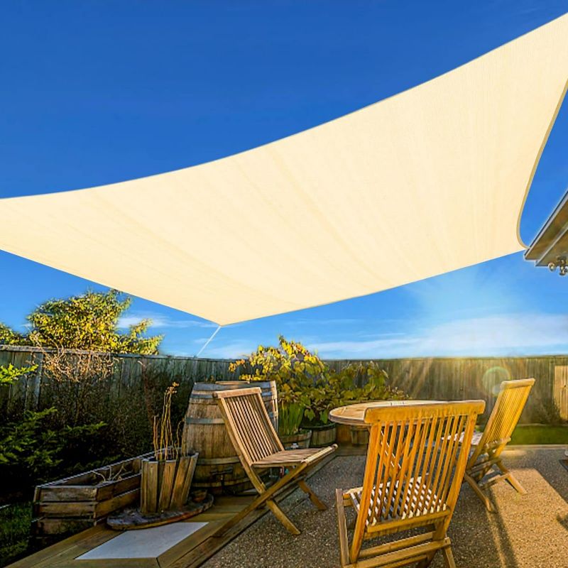 Photo 1 of Artpuch Sun Shade Sail 12'x20' Cream Shade Cover for Patio Outdoor, 185GSM Rectangle Backyard Shade Sail for Garden Playground
