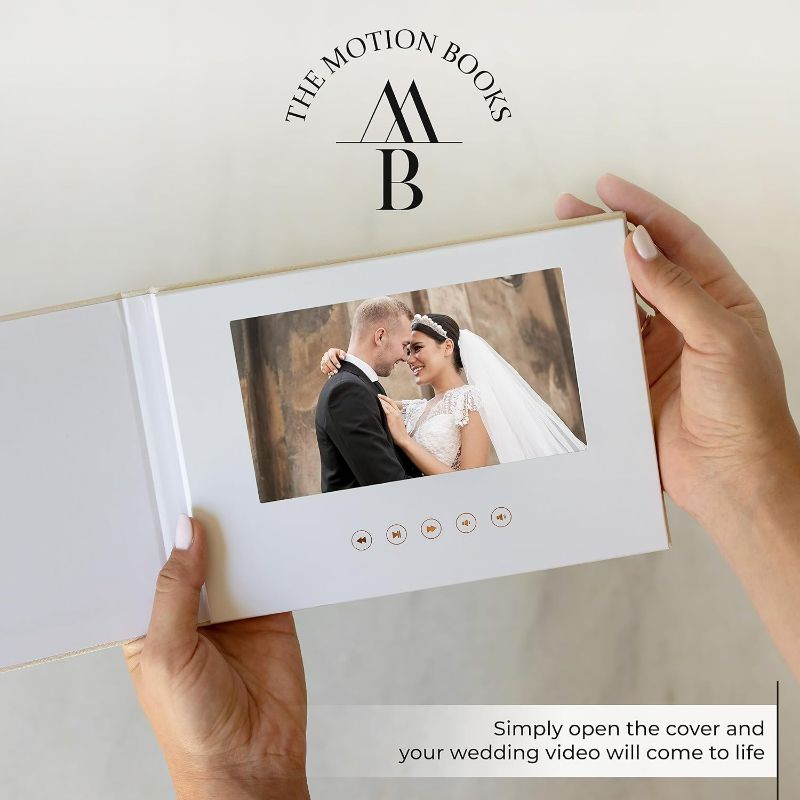 Photo 2 of The Motion Books (OUR WEDDING - GOLD FOIL) | Luxury Linen Bound Wedding Video Book | Wedding Video Album | Up to 3 hours of video, 7” IPS Display, 4GB of memory & Rechargeable Battery
