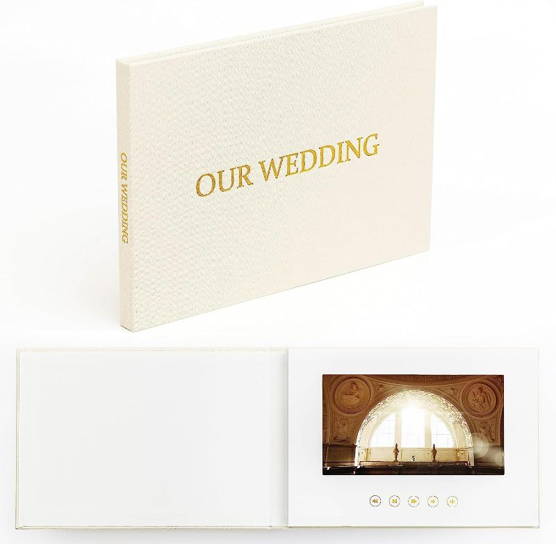 Photo 1 of The Motion Books (OUR WEDDING - GOLD FOIL) | Luxury Linen Bound Wedding Video Book | Wedding Video Album | Up to 3 hours of video, 7” IPS Display, 4GB of memory & Rechargeable Battery
