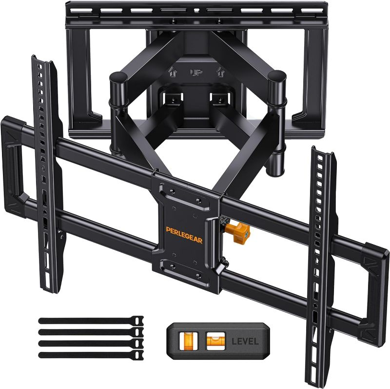 Photo 1 of Perlegear UL Listed Full Motion TV Wall Mount for 42-85 inch TVs up to 132 lbs, TV Mount with Dual Articulating Arms, Tool-Free Tilt, Swivel, Extension, Leveling, Max VESA 600x400mm, 16" Studs, PGLF8