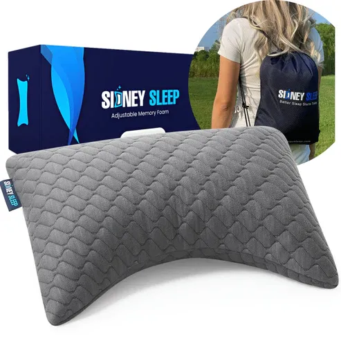 Photo 1 of Sidney Sleep Bed Pillow for Side and Back Sleepers - Adjustable Filling - Memory Foam Pillow for Neck and Shoulder Pain - Customizable Loft - Queen Size - Additional Foam Bag Included (Grey)
