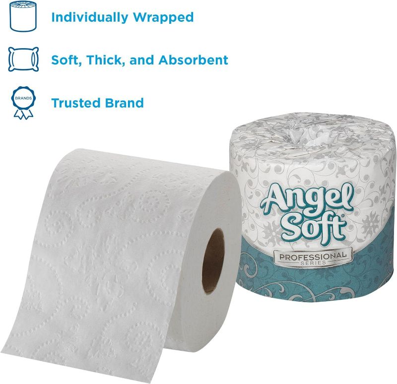 Photo 2 of Georgia-Pacific Angel Soft ps 16880 White 2-Ply Premium Embossed Bathroom Tissue; 4.05" Length x 4.0" Width (Case of 80 Rolls; 450 Sheets Per Roll)
