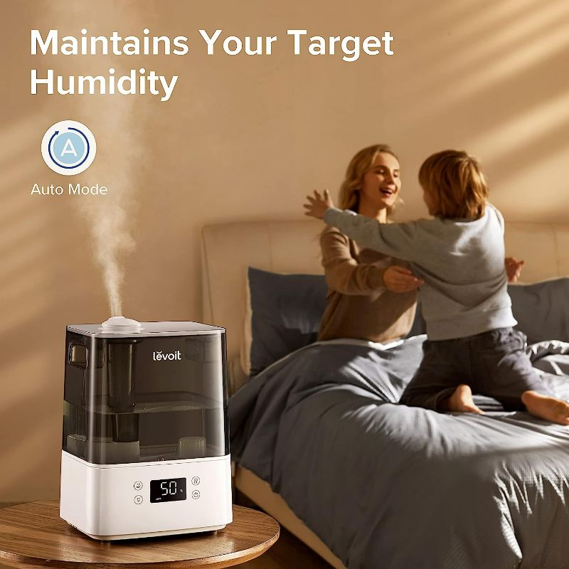 Photo 2 of LEVOIT Humidifiers for Bedroom Large Room Home, (6L) Cool Mist Top Fill Essential Oil Diffuser for Baby & Plants, Smart App & Voice Control, Rapid Humidification & Auto Mode - Quiet Sleep Mode, Gray
