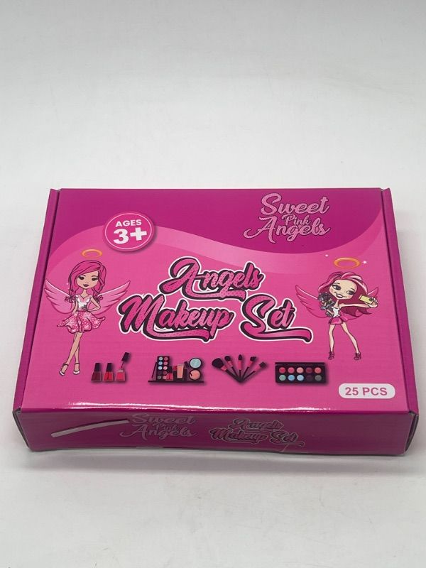 Photo 1 of 25 PCS Girls Makeup Kit Sweet Pink Angels For Kids With Cosmetic Bag
