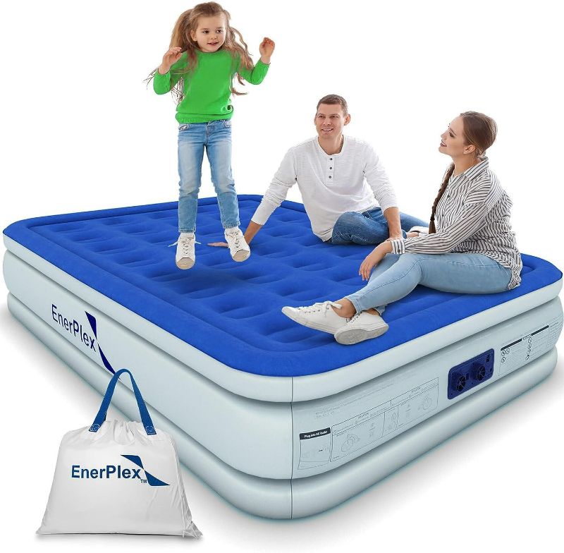 Photo 1 of EnerPlex Air Mattress with Built-in Pump - Double Height Inflatable Mattress for Camping, Home & Portable Travel - Durable Blow Up Bed with Dual Pump - Easy to Inflate/Quick Set UP
