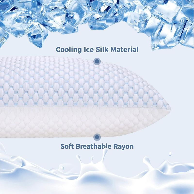 Photo 1 of OSBED Shredded Memory Foam Pillows Queen Size Set of 2, Cooling Pillows for Sleeping 2 Pack, Adjustable Loft Bed Firm or Soft Pillows for Side, Back, Stomach, Hot Sleepers (20"x 30")
