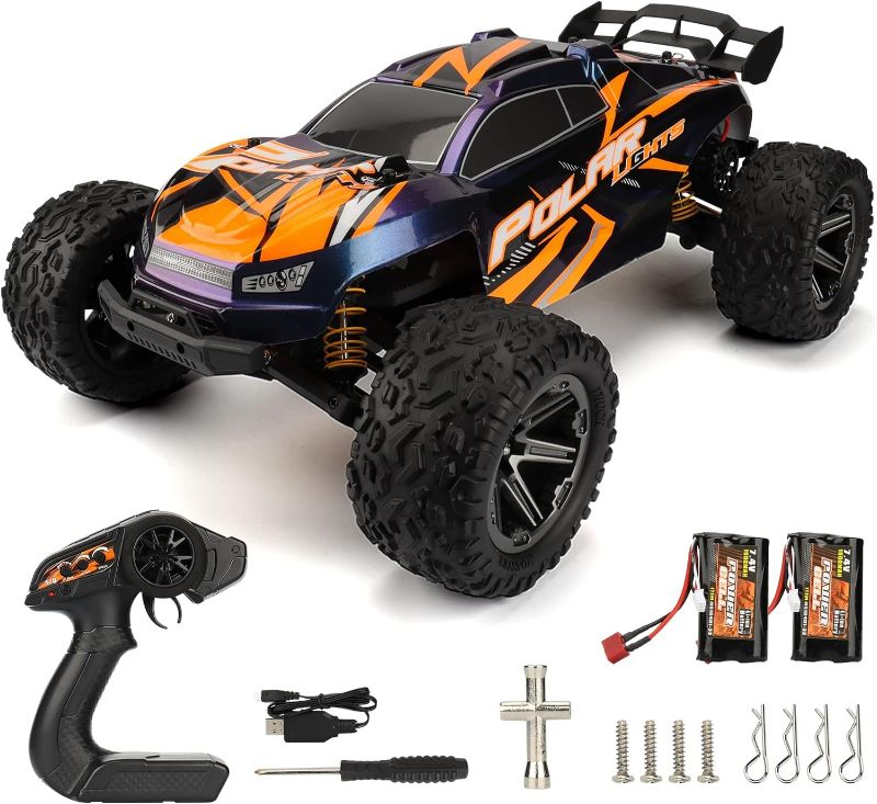 Photo 1 of MONGMA HOSPEED 1/8 RC Car,Big Off-Road RC Trunk,Max 45KPH,2 Batteries,25mins+ Play Time,Large Fast 2x2 Radio Control Remote,IPX4 Waterproof,Gifts for Kids or Adults(Orange)
