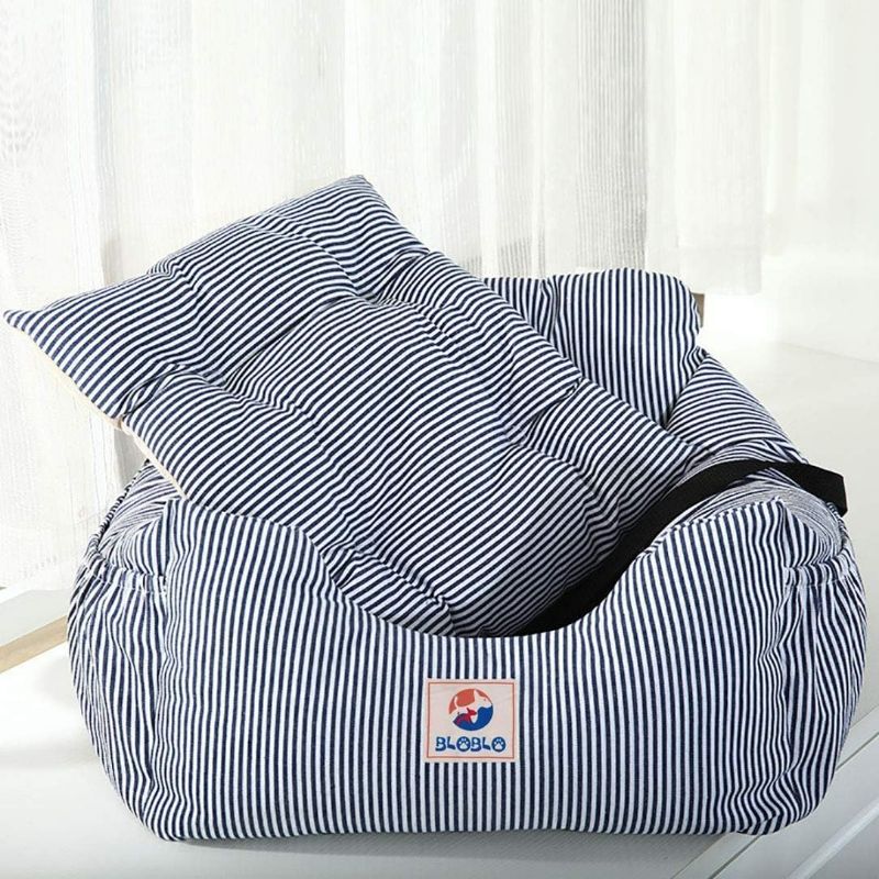 Photo 2 of BLOBLO Dog Car Seat Pet Booster Seat Pet Travel Safety Dog Bed for Car with Storage Pocket (Coffee Stripe)
