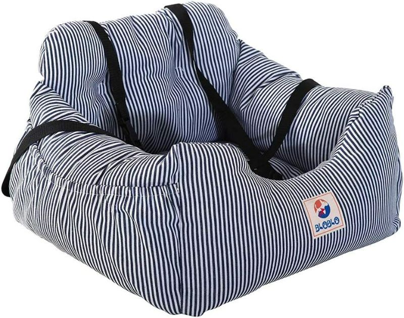 Photo 1 of BLOBLO Dog Car Seat Pet Booster Seat Pet Travel Safety Dog Bed for Car with Storage Pocket (Coffee Stripe)
