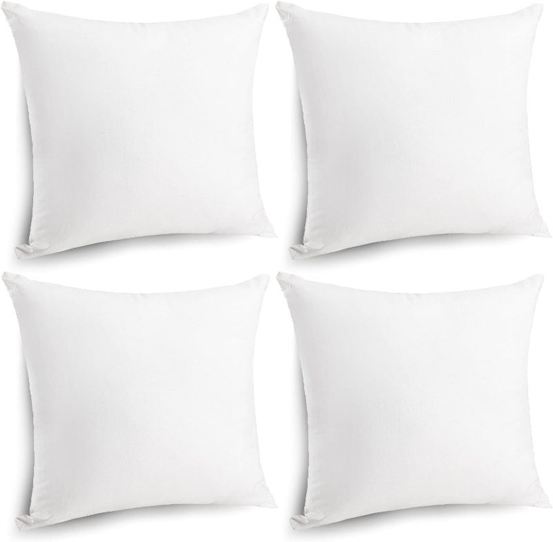Photo 1 of CRAFTSWORTH Pillow Insert 18x18 Inches Set of 4|Insert for Pillow Covers|Throw Pillow Inserts|Cushion Insert|Bed & Couch Pillows|Indoor Decorative Pillows|Lightweight Poly Cotton Insert|Sham Stuffer
