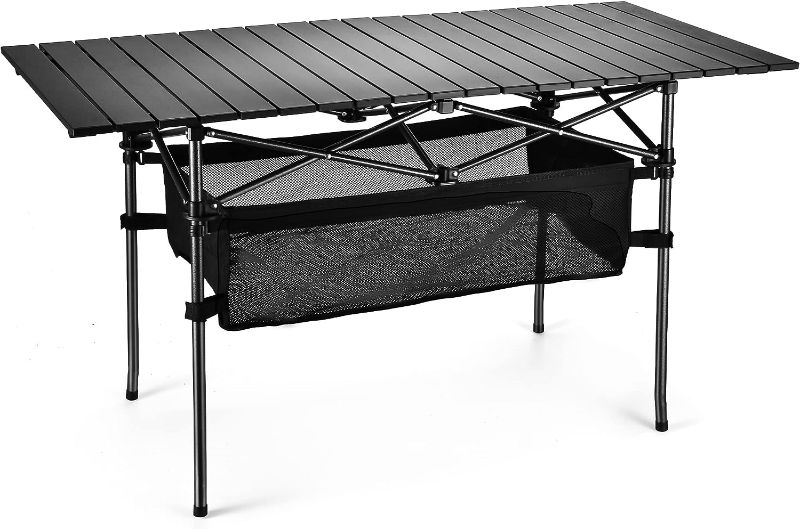 Photo 1 of WUROMISE Sanny Outdoor Folding Portable Picnic Camping Table, Aluminum Roll-up Table with Easy Carrying Bag for Indoor,Outdoor,Camping, Beach,Backyard, BBQ, Party, Patio, Picnic
