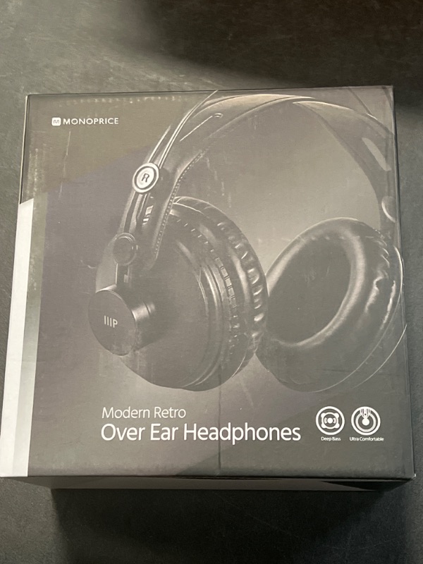 Photo 2 of Monoprice - 116150 Modern Retro Over Ear Headphones with Ultra-Comfortable Ear Pads Perfect for Mobile Devices, HiFi, and Audio/Video Production Black