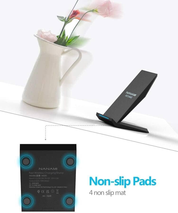 Photo 3 of Fast Wireless Charger,NANAMI Qi Certified Wireless Charging Stand Compatible iPhone 15/15 Pro/15 Plus/15 Pro Max/14/14 Pro/13/12/11,Samsung Galaxy S23/S22/S21/S20/Note 20 Ultra and Qi-Enabled Phone
