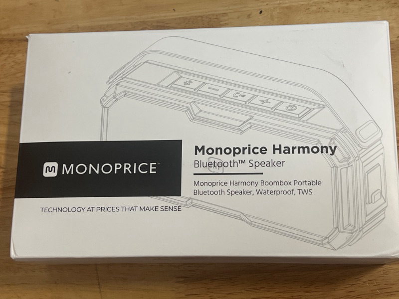 Photo 3 of Monoprice Harmony Boombox Portable Bluetooth Speaker | Waterproof, TWS, Wireless Connectivity Up To 32 Feet, Builtin Microphone For Voice Calls, For Home, Outdoor, Travel
