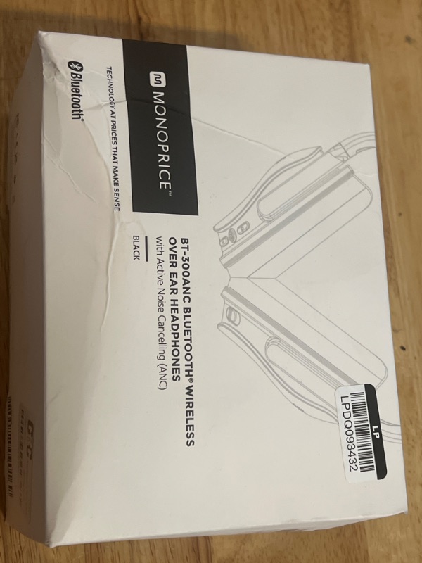 Photo 2 of Monoprice BT-300ANC Wireless Over Ear Headphones - Black with (ANC) Active Noise Cancelling, Bluetooth, Extended Playtime