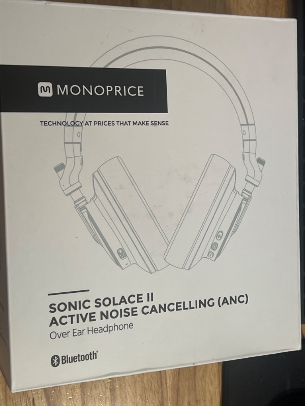 Photo 2 of Monoprice SonicSolace II Active Noise Cancelling (ANC) Over Ear Headphone, Bluetooth 5, Supports Apple Siri and Google Assistant Personal Voice Assistants,Black