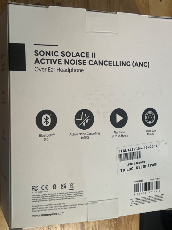 Photo 3 of Monoprice SonicSolace II Active Noise Cancelling (ANC) Over Ear Headphone, Bluetooth 5, Supports Apple Siri and Google Assistant Personal Voice Assistants,Black