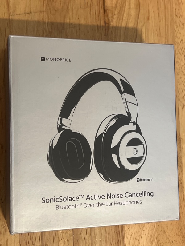 Photo 2 of Monoprice SonicSolace Active Noise Cancelling Bluetooth Wireless Headphones - Black Over Ear Headphones