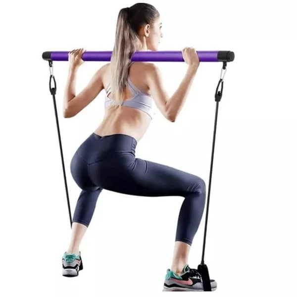 Photo 1 of  Portable Pilates Bar Yoga Stick, 3 Section Pilates bar kit with Resistance Bands, Fitness Bar for Pilates Exercise, for Home Gym Body