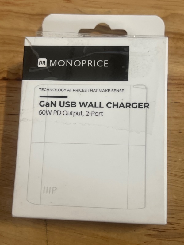 Photo 4 of Monoprice USB-C Charger, 68W 2-port PD GaN Technology Wall Charger White, for MacBook Pro/Air, iPad Pro, iPhone 12/11/Pro/Max/XR/XS/X, Pixel, Galaxy