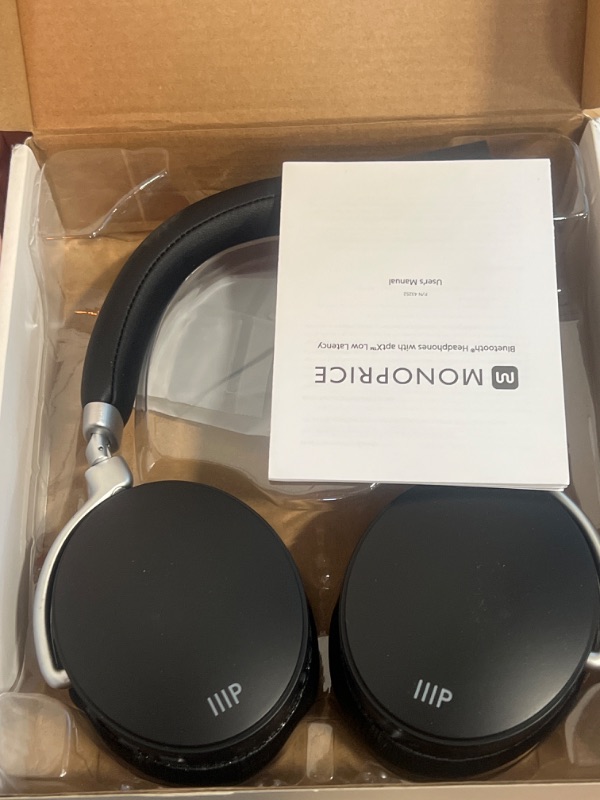 Photo 2 of Monoprice Sync Bluetooth Headphone with aptX Low Latency, 24H Playback Time, Qualcomm CVC Echo Cancelling, for Home, Work, and Travel,Black
