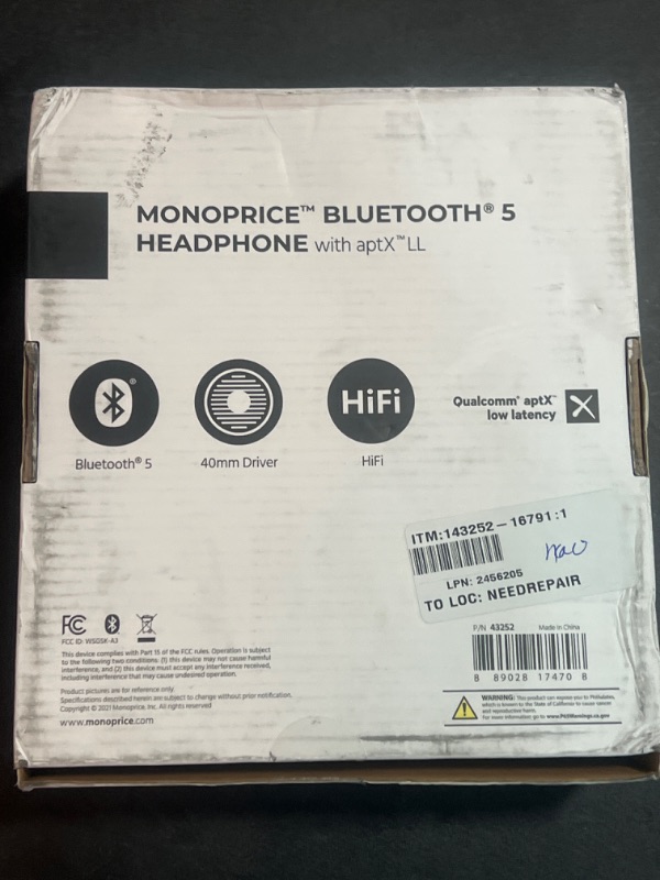 Photo 4 of Monoprice Sync Bluetooth Headphone with aptX Low Latency, 24H Playback Time, Qualcomm CVC Echo Cancelling, for Home, Work, and Travel,Black