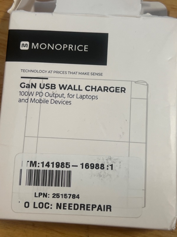 Photo 3 of Monoprice USB-C Charger, 100W 1-Port PD GaN Technology Wall Charger for MacBook Pro/Air, iPad Pro, iPhone 12/11/Pro/Max/XR/XS/X, Pixel, Galaxy & More