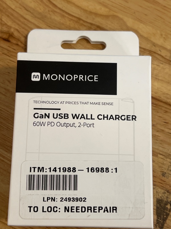 Photo 4 of Monoprice USB-C Charger, 68W 2-port PD GaN Technology Wall Charger White, for MacBook Pro/Air, iPad Pro, iPhone 12/11/Pro/Max/XR/XS/X, Pixel, Galaxy