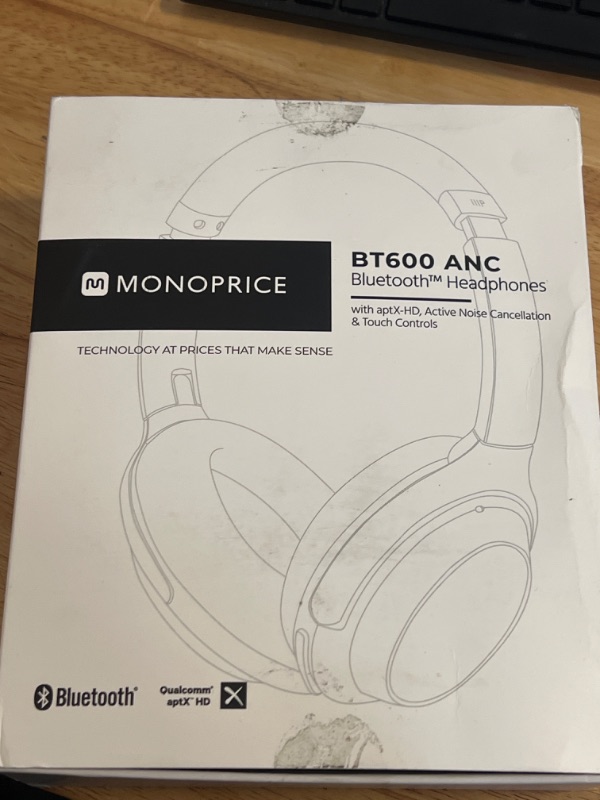 Photo 2 of Monoprice BT-600ANC Over Ear Headphones - Bluetooth 5, Active Noise Cancelling (ANC) Qualcomm aptX HD Audio, AAC, Touch Controls, Ambient Mode, 40 Hour Playtime, Carrying Case, Multi-Pairing