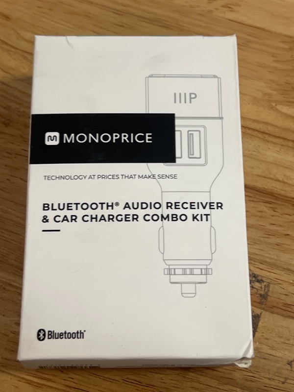 Photo 4 of Monoprice Bluetooth Audio Receiver And Car Charger Combo Kit With Built in Microphone, Hands Free Calling, Dual 2.4A USB Port Car Charger