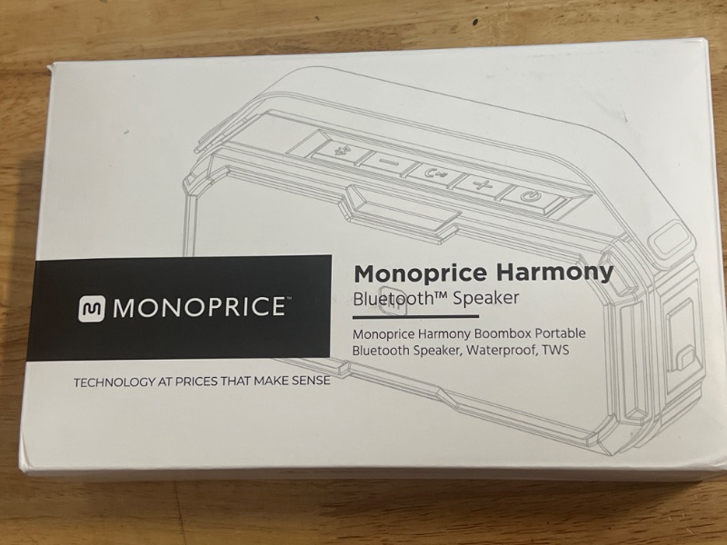 Photo 1 of Monoprice Harmony Boombox Portable Bluetooth Speaker | Waterproof, TWS, Wireless Connectivity Up To 32 Feet, Builtin Microphone For Voice Calls, For Home, Outdoor, Travel
