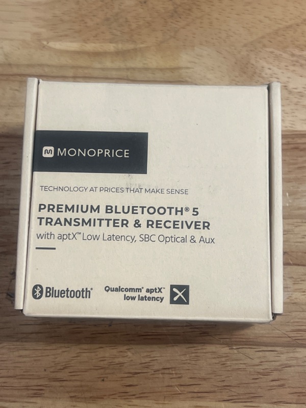Photo 3 of Monoprice Premium Bluetooth 5 Transmitter & Receiver with aptx HD, aptX, aptX Low Latency, AAC, and SBC Codecs and Optical and Aux Inputs