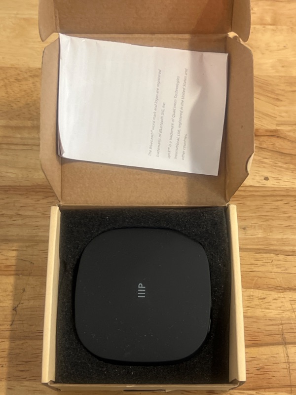 Photo 2 of Monoprice Premium Bluetooth 5 Transmitter & Receiver with aptx HD, aptX, aptX Low Latency, AAC, and SBC Codecs and Optical and Aux Inputs